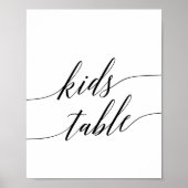 Elegant Black Calligraphy Kinder Table Sign Poster (Voorkant)