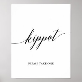Elegant Black Calligraphy Kippot Poster