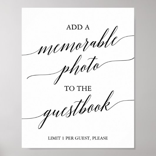 Elegant Black Calligraphy Memorable Photo Sign Poster (Voorkant)