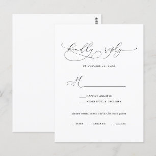 Elegant Black Calligraphy Menu Keuze RSVP-kaart