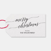 Elegant Black Calligraphy Merry kerst Cadeaulabel (Achterkant Horizontaal)