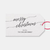 Elegant Black Calligraphy Merry kerst Cadeaulabel (Voorkant (Horizontaal))