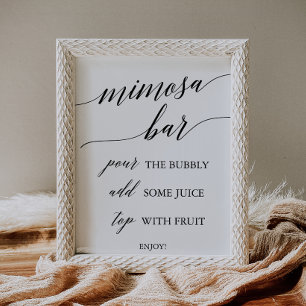 Elegant Black Calligraphy Mimosa Bar Sign Poster