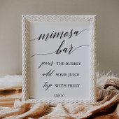 Elegant Black Calligraphy Mimosa Bar Sign Poster