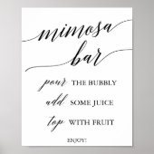 Elegant Black Calligraphy Mimosa Bar Sign Poster (Voorkant)