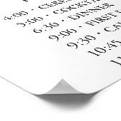 Elegant Black Calligraphy Order of Events Poster (Hoek)