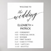 Elegant Black Calligraphy Order of Events Poster (Voorkant)