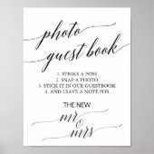 Elegant Black Calligraphy Photo Guest Book Poster (Voorkant)