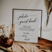 Elegant Black Calligraphy Photo Guest Book Poster