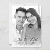Elegant Black Calligraphy Photo Save the Date Magnetische Uitnodiging (Voorkant)