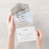Elegant Black Calligraphy Photo Wedding All In One Uitnodiging (Afscheurbaar)