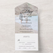 Elegant Black Calligraphy Photo Wedding All In One Uitnodiging (Binnen)