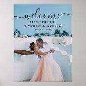 Elegant Black Calligraphy Photo Wedding Sign Poster (Voorkant)