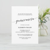 Elegant Black Calligraphy Quinceañera Kaart (Staand voorkant)