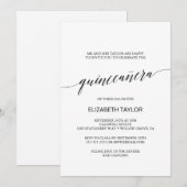 Elegant Black Calligraphy Quinceañera Kaart (Voorkant / Achterkant)