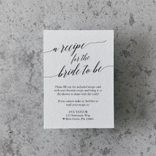 Elegant Black Calligraphy Recipe Kaart Insert