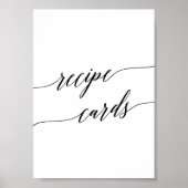 Elegant Black Calligraphy Recipe Kaarten Sign Poster (Voorkant)