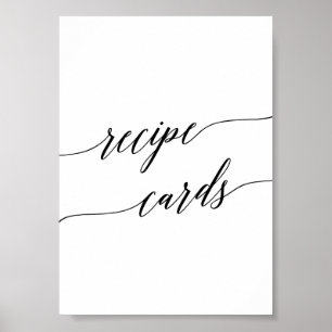 Elegant Black Calligraphy Recipe Kaarten Sign Poster