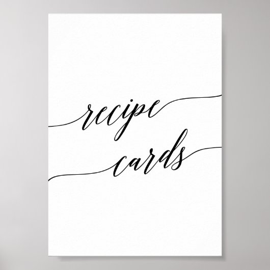 Elegant Black Calligraphy Recipe Kaarten Sign Poster (Voorkant)