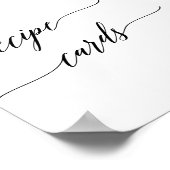 Elegant Black Calligraphy Recipe Kaarten Sign Poster (Hoek)