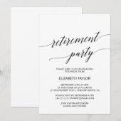 Elegant Black Calligraphy Retirement Party Kaart (Voorkant / Achterkant)