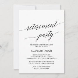 Elegant Black Calligraphy Retirement Party Kaart