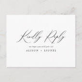 Elegant Black Calligraphy RSVP Briefkaart (Voorkant)