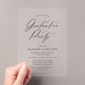 Elegant Black Calligraphy Script Graduparty Acryl Uitnodigingen (Insitu (Draagbaar))