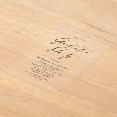 Elegant Black Calligraphy Script Graduparty Acryl Uitnodigingen (Laagn)