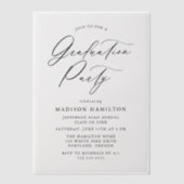 Elegant Black Calligraphy Script Graduparty Vellum Uitnodigingen (Voorkant)