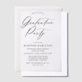 Elegant Black Calligraphy Script Graduparty Vellum Uitnodigingen (Offset)
