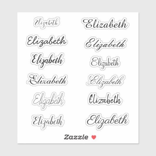 Elegant Black Calligraphy Script Name Personated Sticker (Vel)