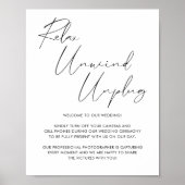 Elegant Black Calligraphy Script Unplugged Wedding Poster (Voorkant)