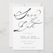 Elegant Black Calligraphy Script Wedding Save The Date (Voorkant)
