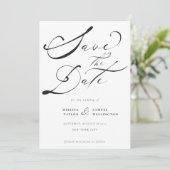 Elegant Black Calligraphy Script Wedding Save The Date (Staand voorkant)