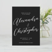 Elegant Black Calligraphy Script Weduwfoto Save The Date (Staand voorkant)