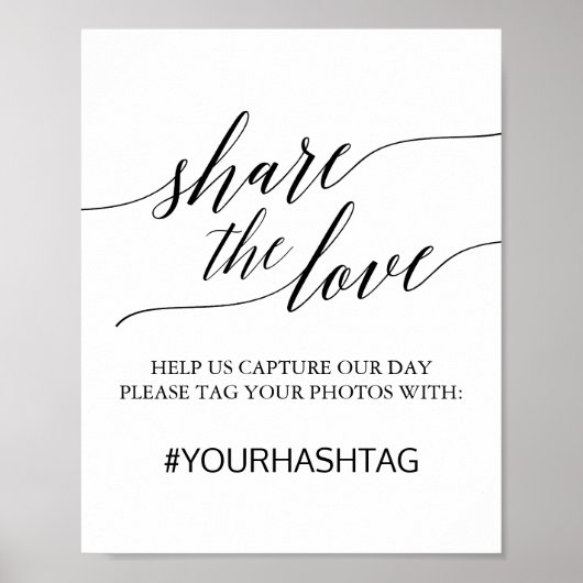 Elegant Black Calligraphy Share the Love Sign Poster (Voorkant)