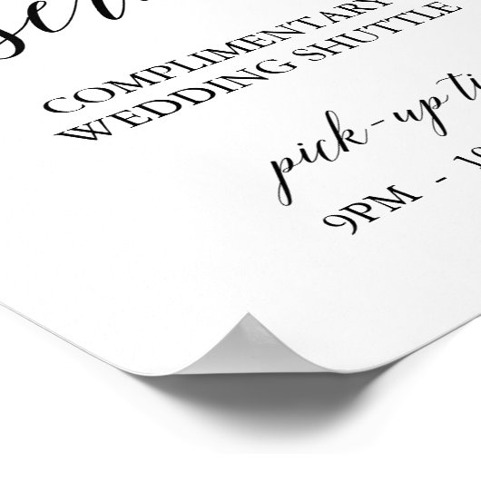 Elegant Black Calligraphy Shuttle Service Sign Poster (Hoek)