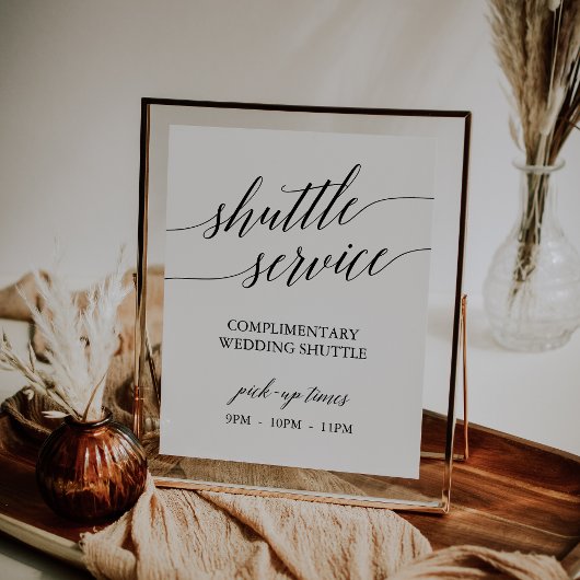 Elegant Black Calligraphy Shuttle Service Sign Poster
