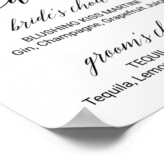 Elegant Black Calligraphy Signature Drink Sign Poster (Hoek)