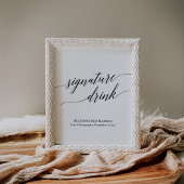 Elegant Black Calligraphy Signature Drink Sign Poster