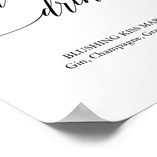 Elegant Black Calligraphy Signature Drink Sign Poster (Hoek)