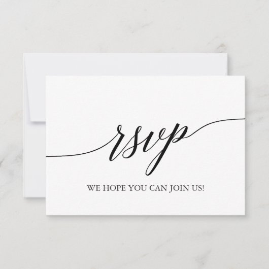 Elegant Black Calligraphy Simple RSVP-kaart RSVP Kaartje (Voorkant)