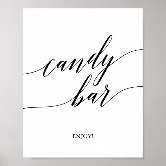 Elegant Black Calligraphy Snoep Bar Sign. Poster (Voorkant)