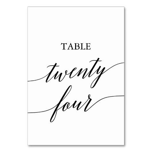 Elegant Black Calligraphy Table Number 24 Kaart (Voorkant)