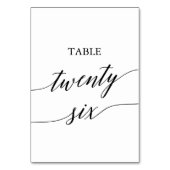 Elegant Black Calligraphy Table Number 26 Kaart (Voorkant)