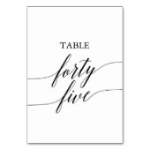 Elegant Black Calligraphy Table Number 45 Kaart (Voorkant)