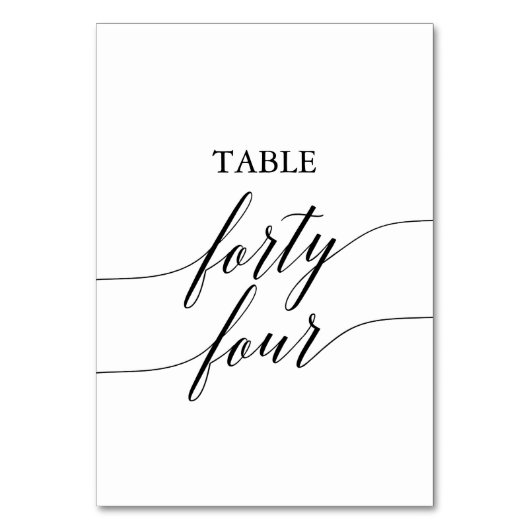 Elegant Black Calligraphy Table Number 4 Kaart (Voorkant)