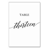 Elegant Black Calligraphy Table Number Dertien Kaart (Voorkant)