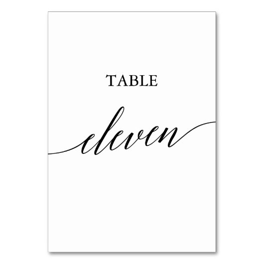 Elegant Black Calligraphy Table Number Eleven Kaart (Voorkant)